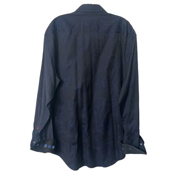 Robert Graham Shirt Mens XL Navy Floral Polka Dot Embroidered Extra Large - Picture 2 of 8
